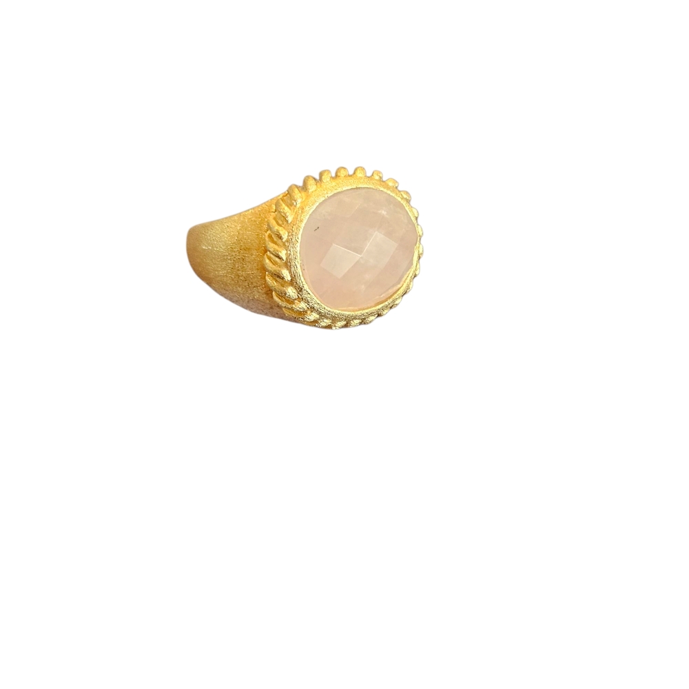 NWT - 18k Clad Gold and Rose Quartz Stone Ring - Size 8 - Picture 8 of 9